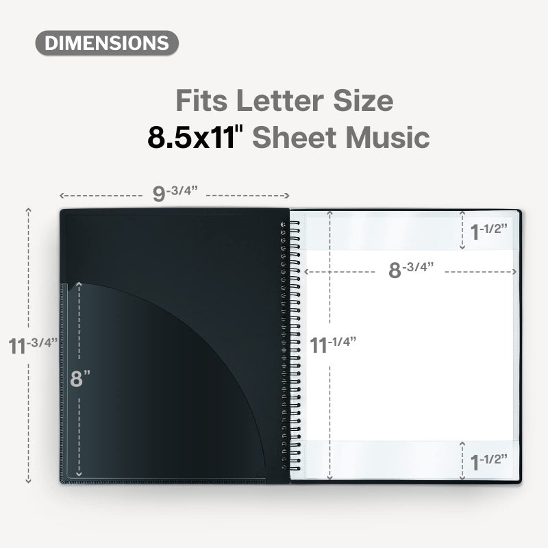 CRANBURY Sheet Music Folder 8.5x11 - Dual Use Music Holder (Blue)  Store Inside 24 Protective Sleeves or Write on Exposed Pages Outside Sleeves  8.5 x 11 Spiral Notebook Binder Organizer  Lay Flat - Image 5